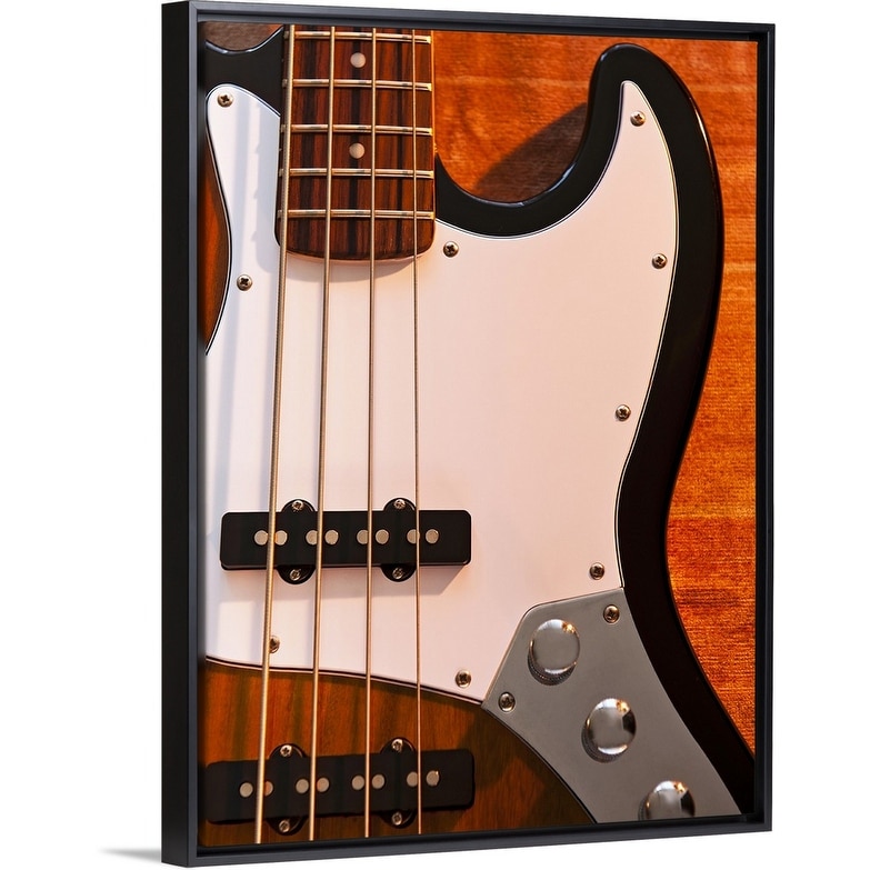 Shop Close Up Of Bass Guitar Black Float Frame Canvas Art Overstock 25517603