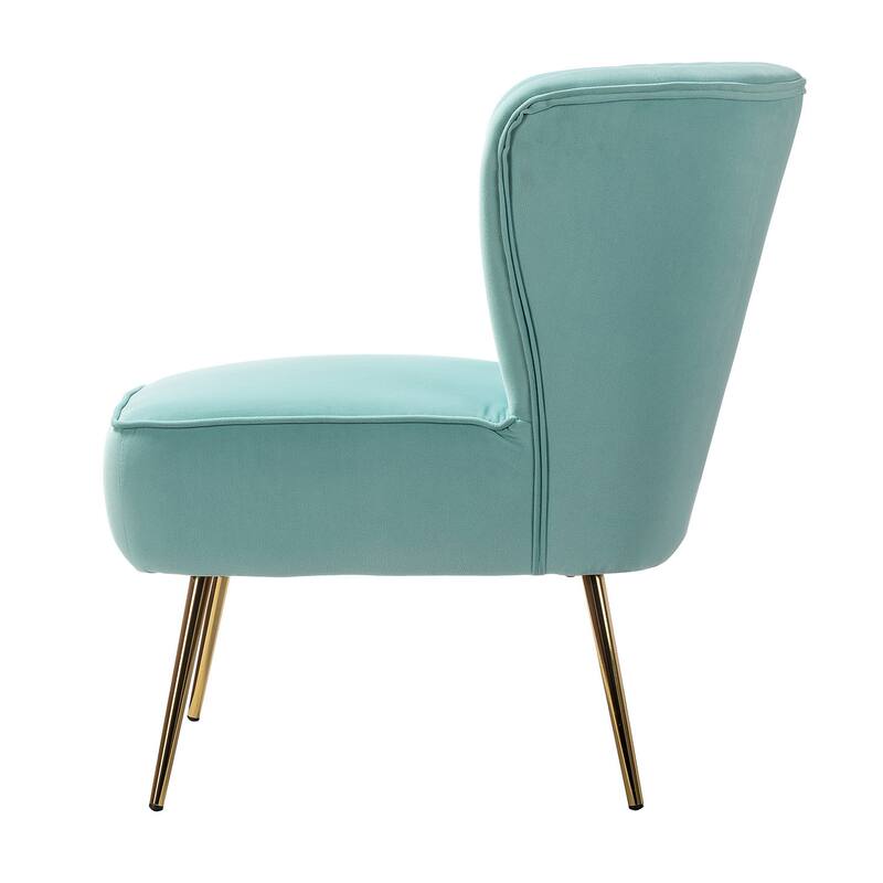 Monica Living Room Armless Accent Comfy Chair with Tufted Back and Metal Legs by HULALA HOME