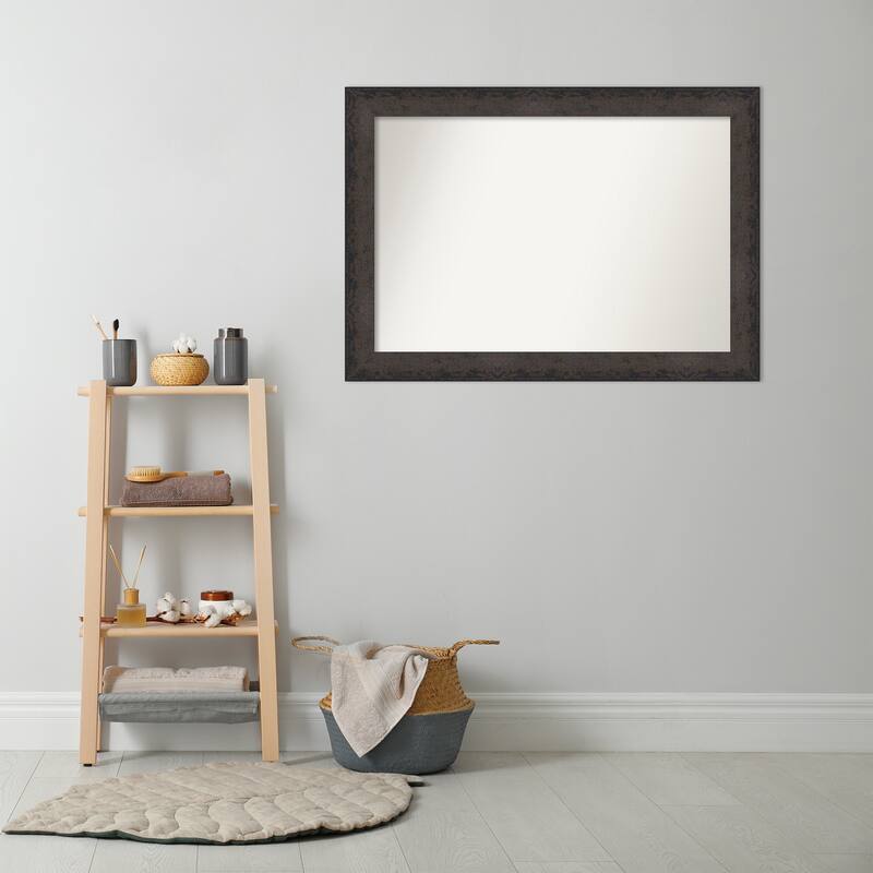 Dappled Non-Beveled Wood Framed Bathroom Vanity Wall Mirror