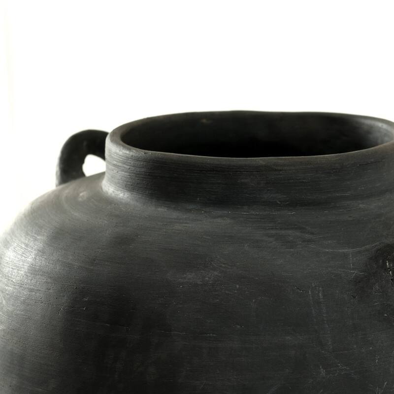 13 Inches High Earthy Gray Vase with Two Handles