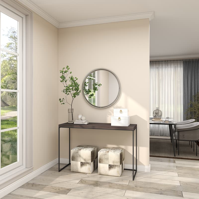 Silver Metal Minimalistic Round Room Wall Mirror