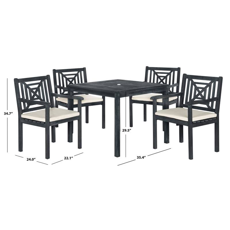 SAFAVIEH Outdoor Luize Mar Acacia Wood 5-Piece Dining Set - 35Wx36Dx30H