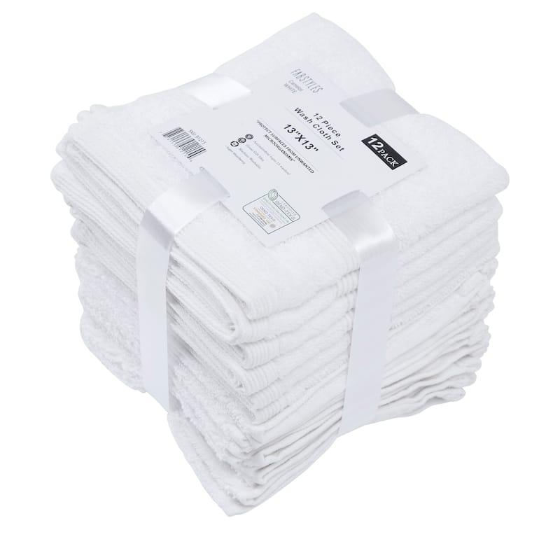 Fabstyles Premium Face Towels Washcloth Set of 12 - 14x14