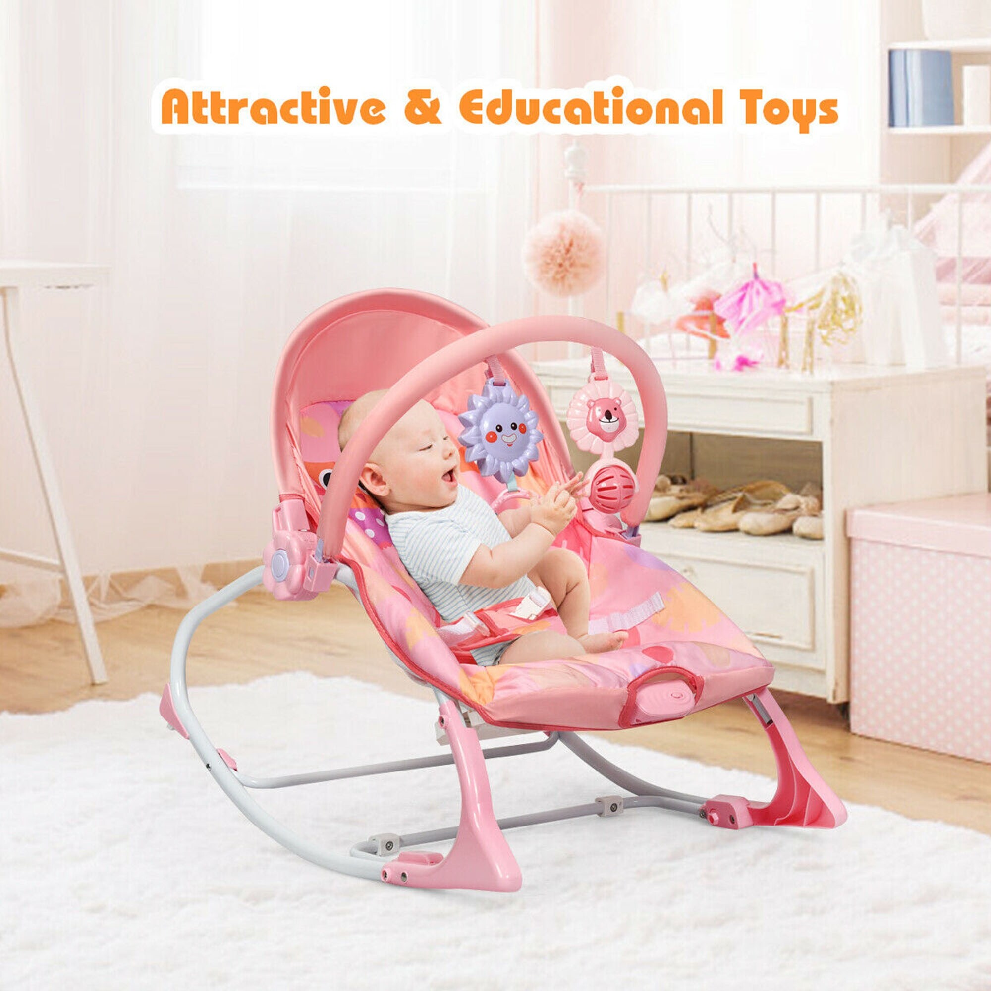 Shop Gymax Adjustable Infant Rocker Bouncer Baby Rocking Chair Toddler W See Details Overstock 31970291