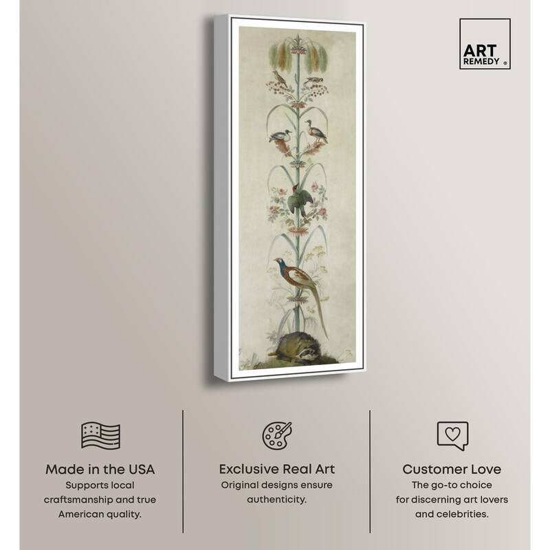 Birds and Flowers Panoramic Canvas by Art Remedy