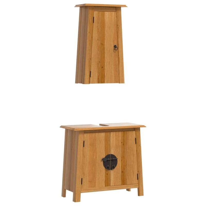 vidaXL Bathroom Furniture Set Wood Tone Solid Pine Wood