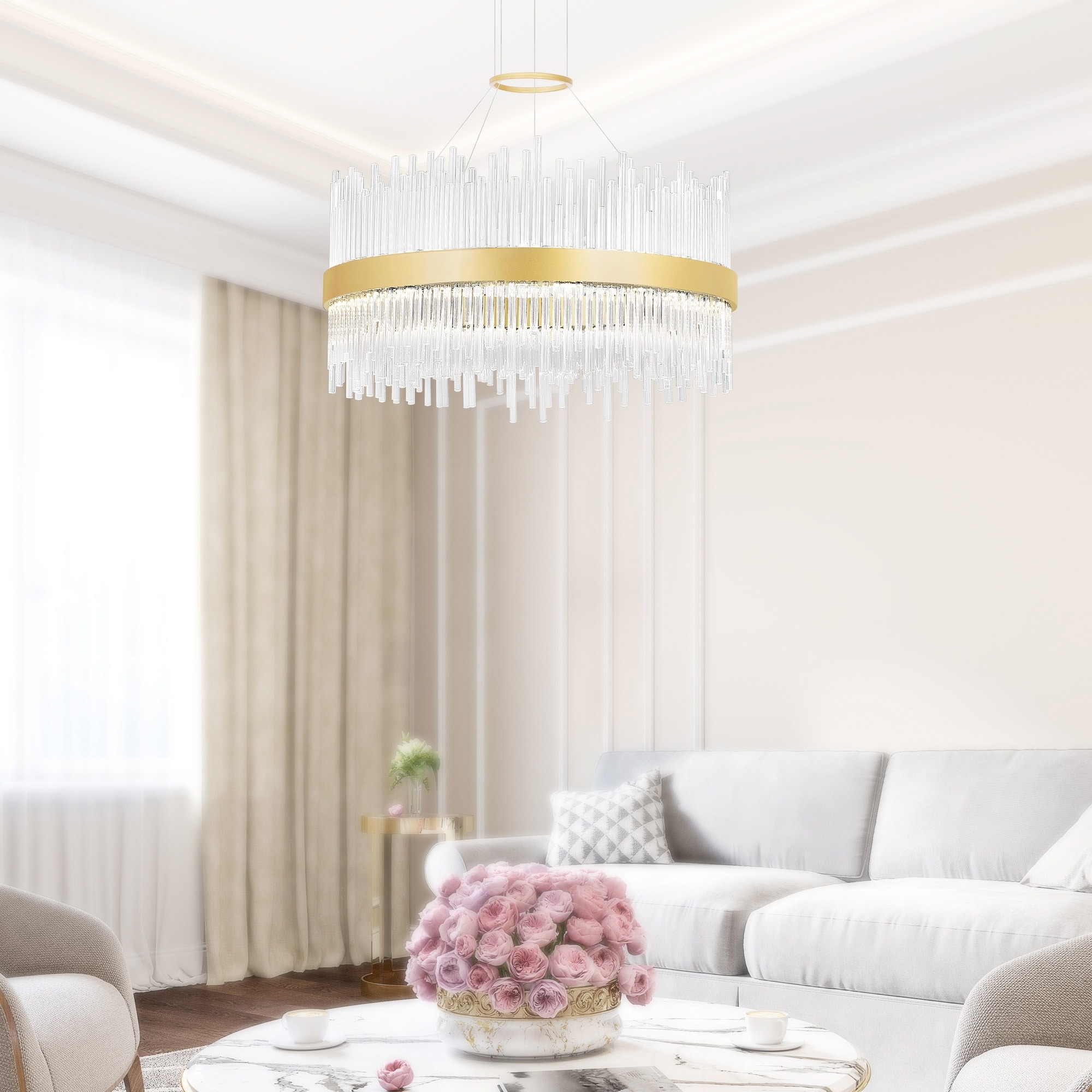 CWI Lighting Genevieve Integrated LED 24in Medallion Gold Chandelier - Medallion Gold