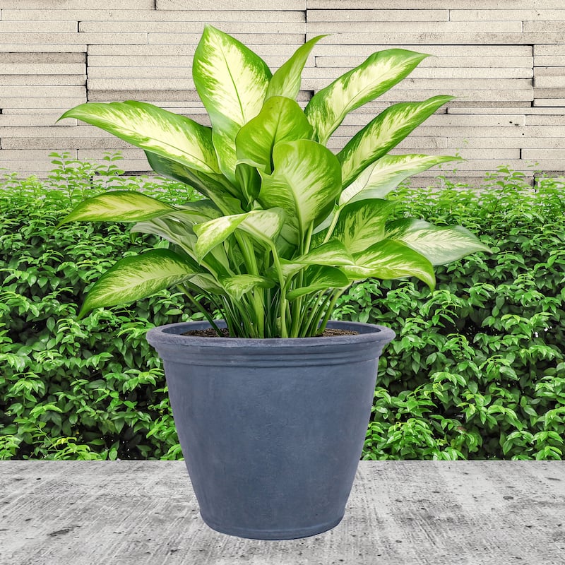 Sunnydaze Anjelica Polyresin Outdoor Flowerpot Planter - 24" - Slate