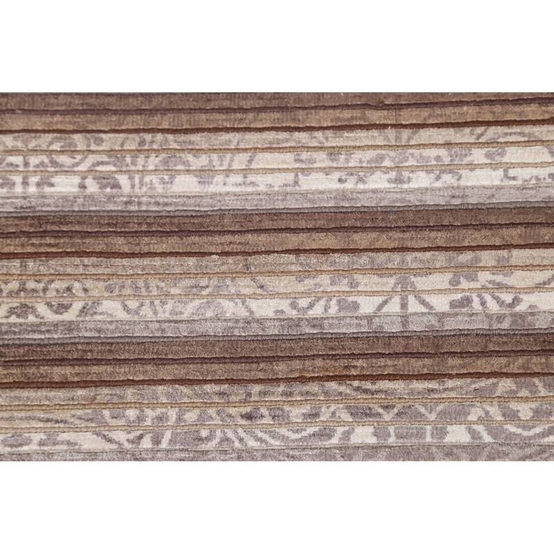 Striped Abstract Modern Accent Rug Hand-Knotted Wool Carpet - 2'9"x 5'0"