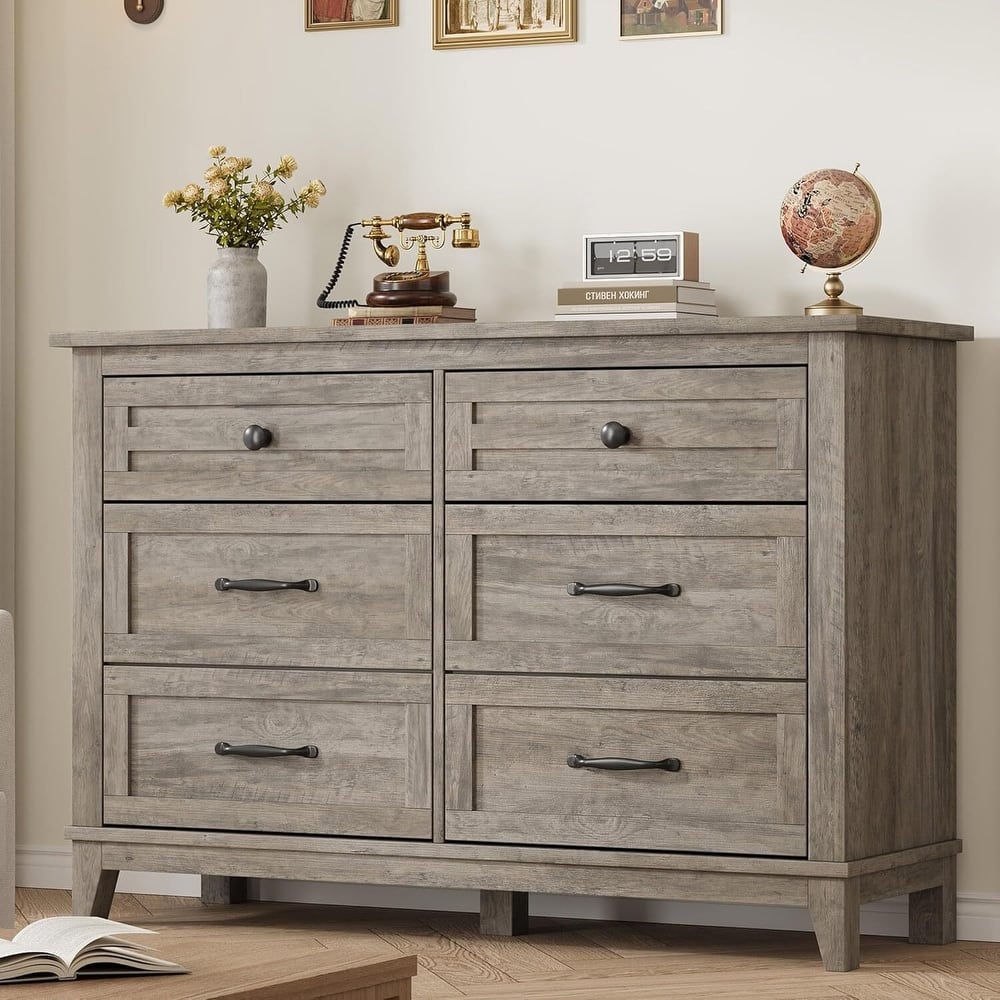 47" Wide Freestanding 6 Drawer Dresser for Living Room, Bedroom, Entryway