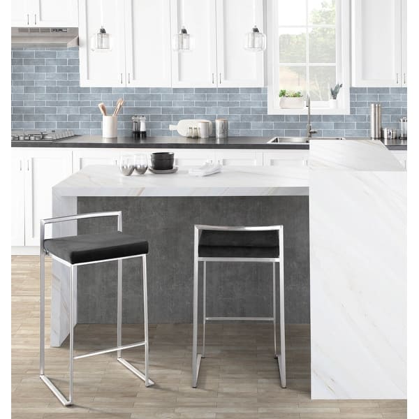 slide 2 of 109, Lumisource Stackable Counter Stool with Camel Faux Leather - Set of 2 - 16"Lx17.5"Wx31"H