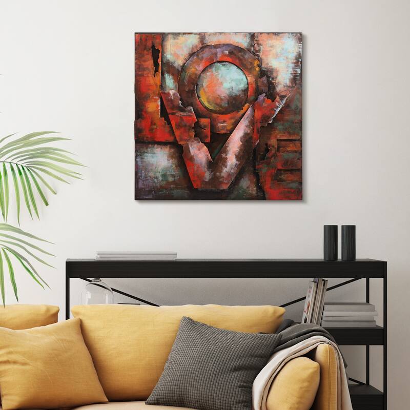 "Love" Mixed Media Iron Hand Painted Dimensional Wall Art
