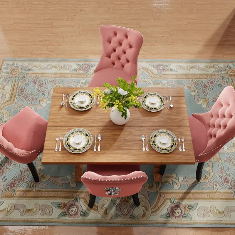 Tufted Naliheads Solid Wood Upholstered Dining Chairs (Set of 4)