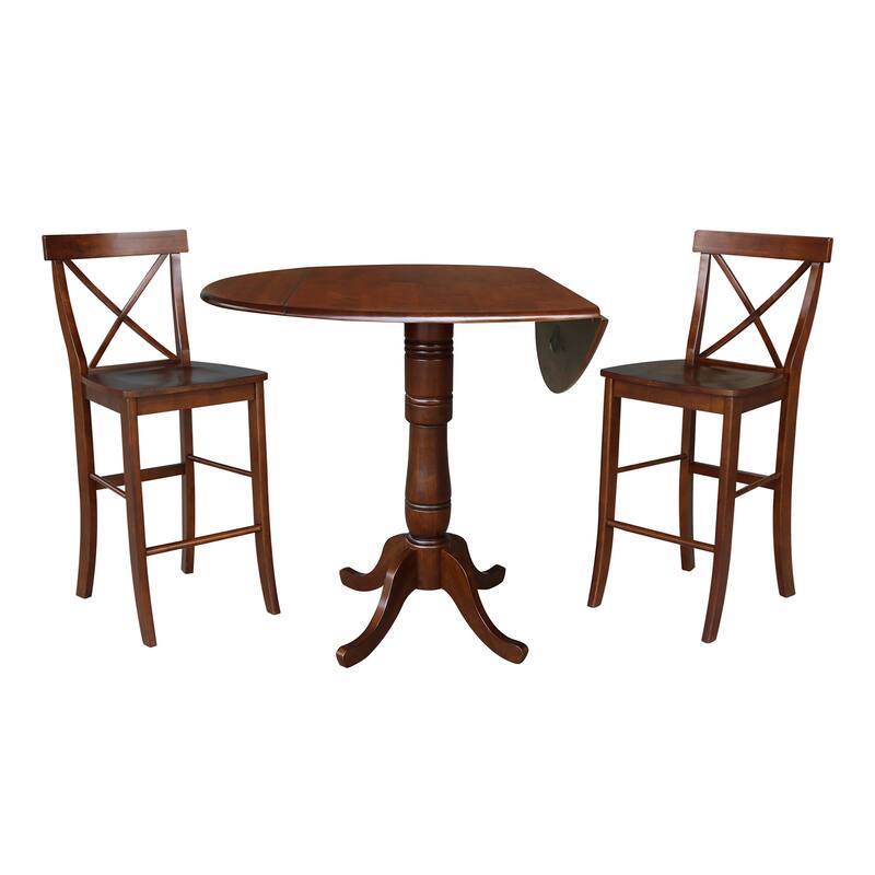 42" Round Top Bar Height Table and Two Stools - Espresso