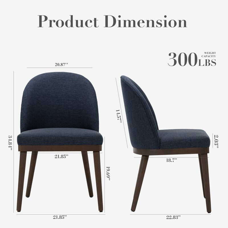 Upholstered Fabric Dining Chairs with Curved Backrest
