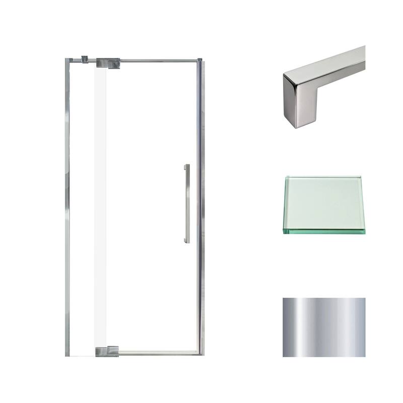 Transolid IPD367610C-S 76" High x 36" Wide Pivot Semi Frameless Shower - Polished Chrome