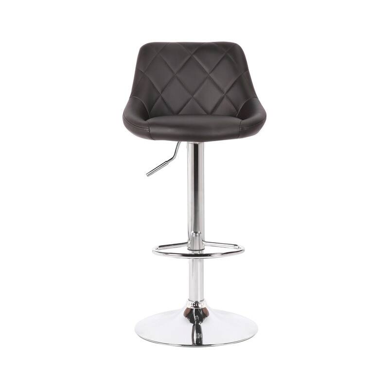 Porthos Home Rea Swivel Adjustable Height Bar Stool, PU Leather, Chrome Base