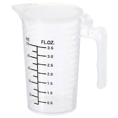 Graduated Beaker, 100ml PP Plastic Cup Double Sided Black Graduations - Transparent