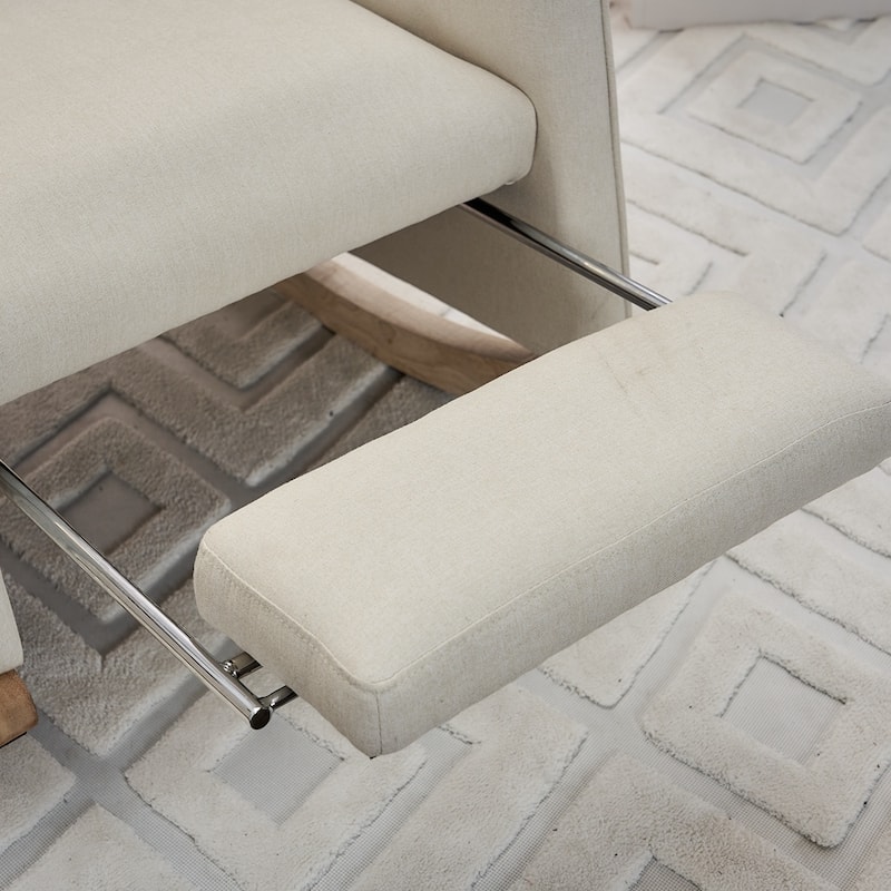 Fabric Nursery Rocking Chair With Adjustable Footrest
