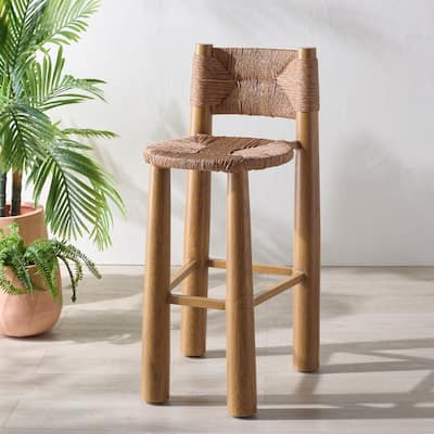 SAFAVIEH Couture Outdoor Patio Furniture Romona Round Barstool, Fully Assembled - 20"W x 22"D x 42"H