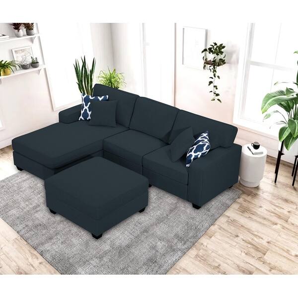 102'' Reversible Modular Sectional Sofa Couche With Ottoman Bed Bath