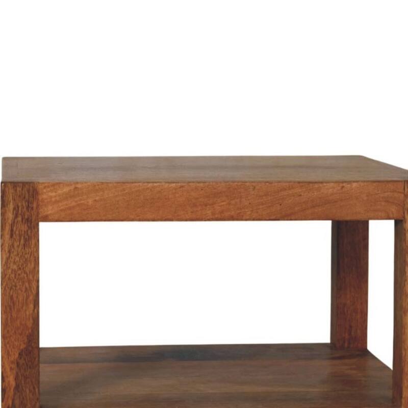 Artisan Furniture Solid Wood Open Shelf Unit with Cabinet, Brown