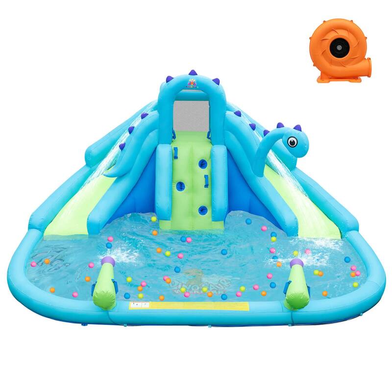 Inflatable Water Slide Blowup Water Park w/ Dual Slides & 584W Blower - Kids