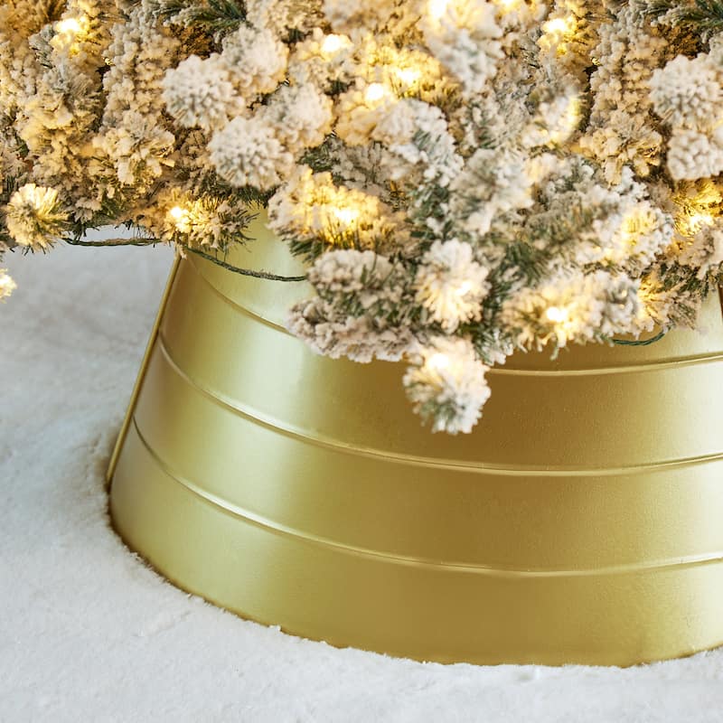 Glitzhome 22"D/26"D Christmas Classic Galvanized Metal Tree Collars