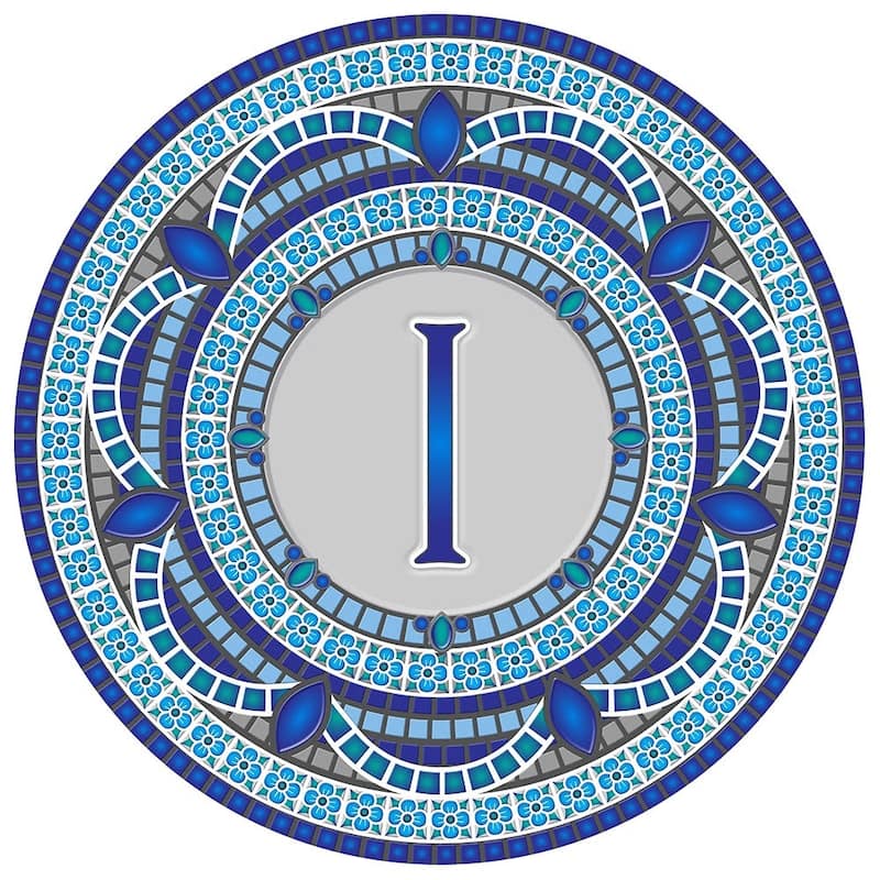 Custom Monogram Decorative Poolmat #1 - Mosaic Pool Art - 29" in Diameter - Letter "I"