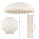 preview thumbnail 2 of 18, Horizon Coastal Scalloped Edge Beach Umbrella with Fringe, Push-Button Tilt, UV 50 Outdoor Canopy and Portable Carry Bag