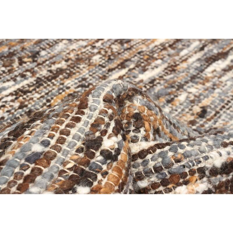 ECARPETGALLERY Braid weave Sienna Brown Wool Rug - 6'1 x 9'1