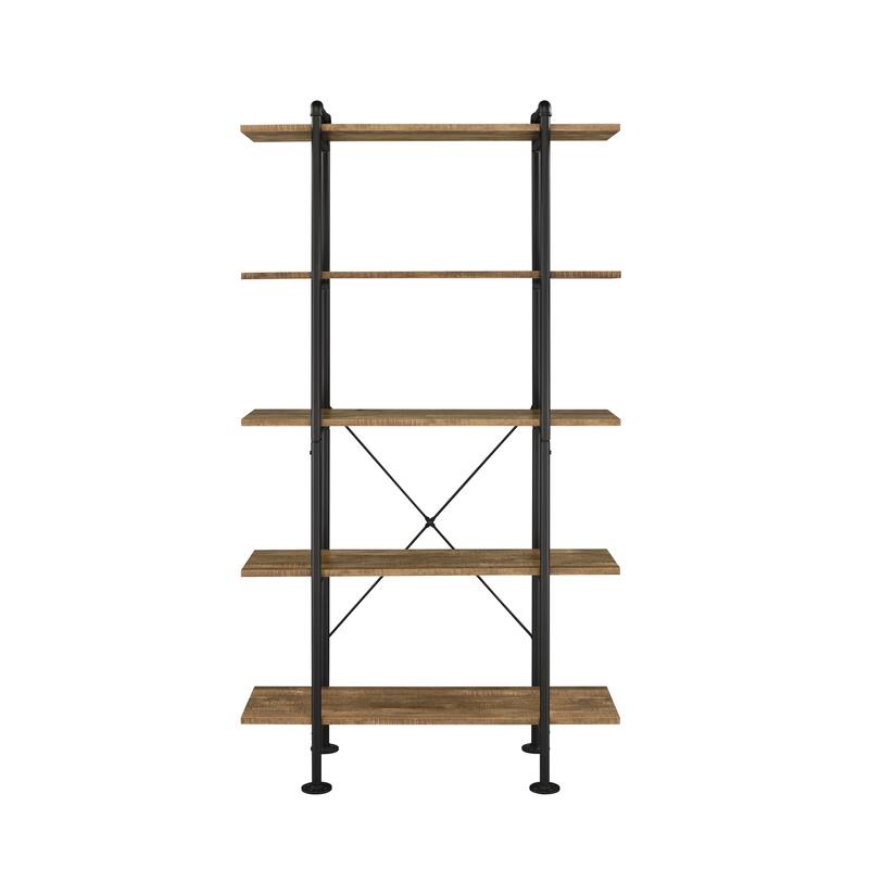 Nefo Rustic Oak & Black Finish Bookshelf