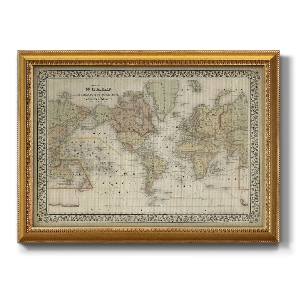 Mitchell's World Map Premium Framed Canvas- Ready to Hang
