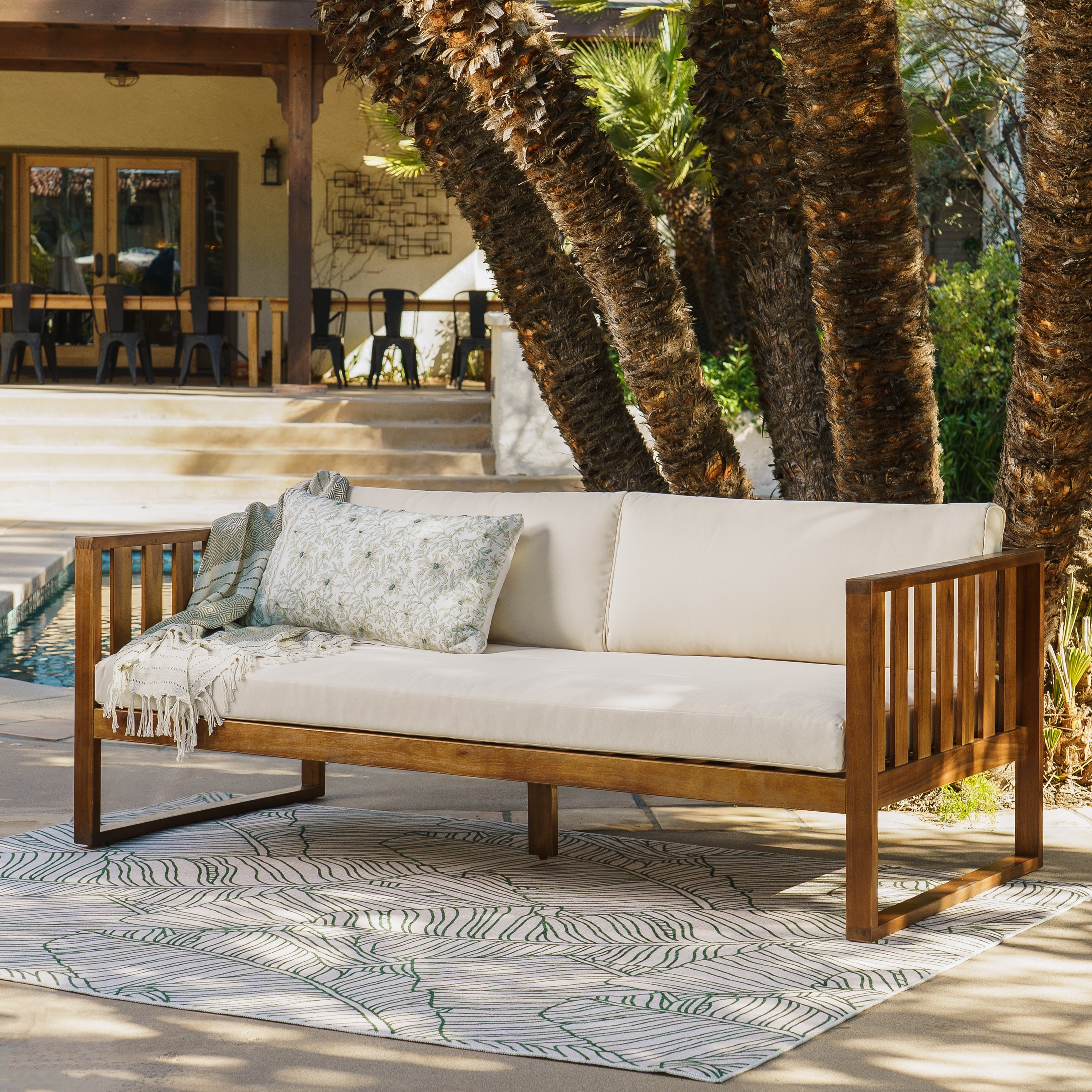 Linon Foray Brown Outdoor Acacia Wood Daybed