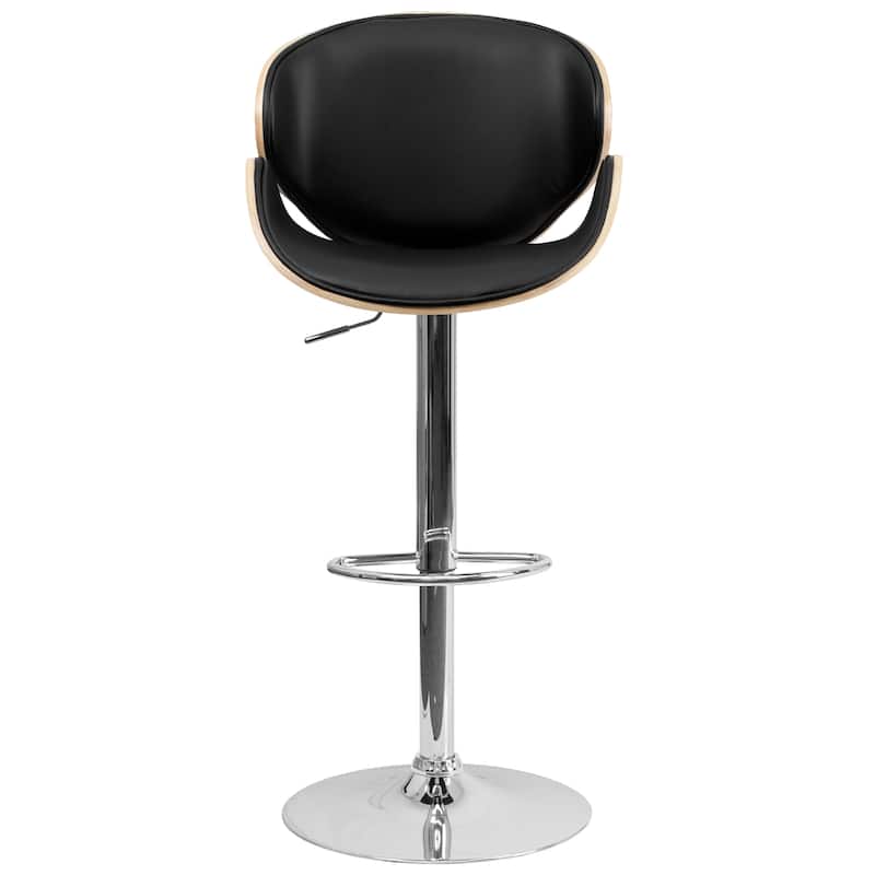Bentwood Adjustable Height Barstool with Curved Back and Vinyl Seat - 21"W x 20"D x 37" - 45.5"H - 21"W x 20"D x 37" - 45.5"H