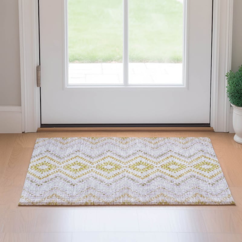 Premium Washable Super Soft Boho Geo Mayfield Rug - Pearl - 1' 8" x 2' 6"