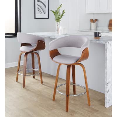 Carson Carrington Sauda 26" Fixed-Height Counter Stool with Bent Wood Legs (Set of 2)
