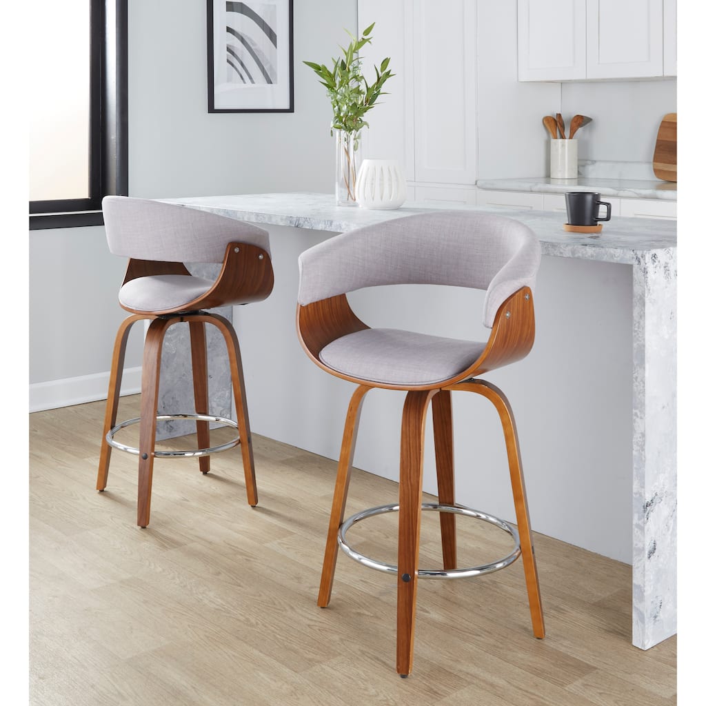 Carson Carrington Sauda 26" Fixed-Height Counter Stool with Bent Wood Legs (Set of 2)