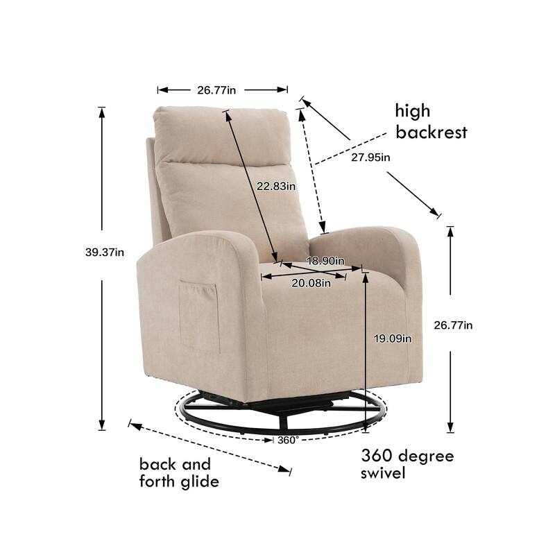 Modern Swivel Glider Chair, Upholstered Accent Glider Rocker for Baby