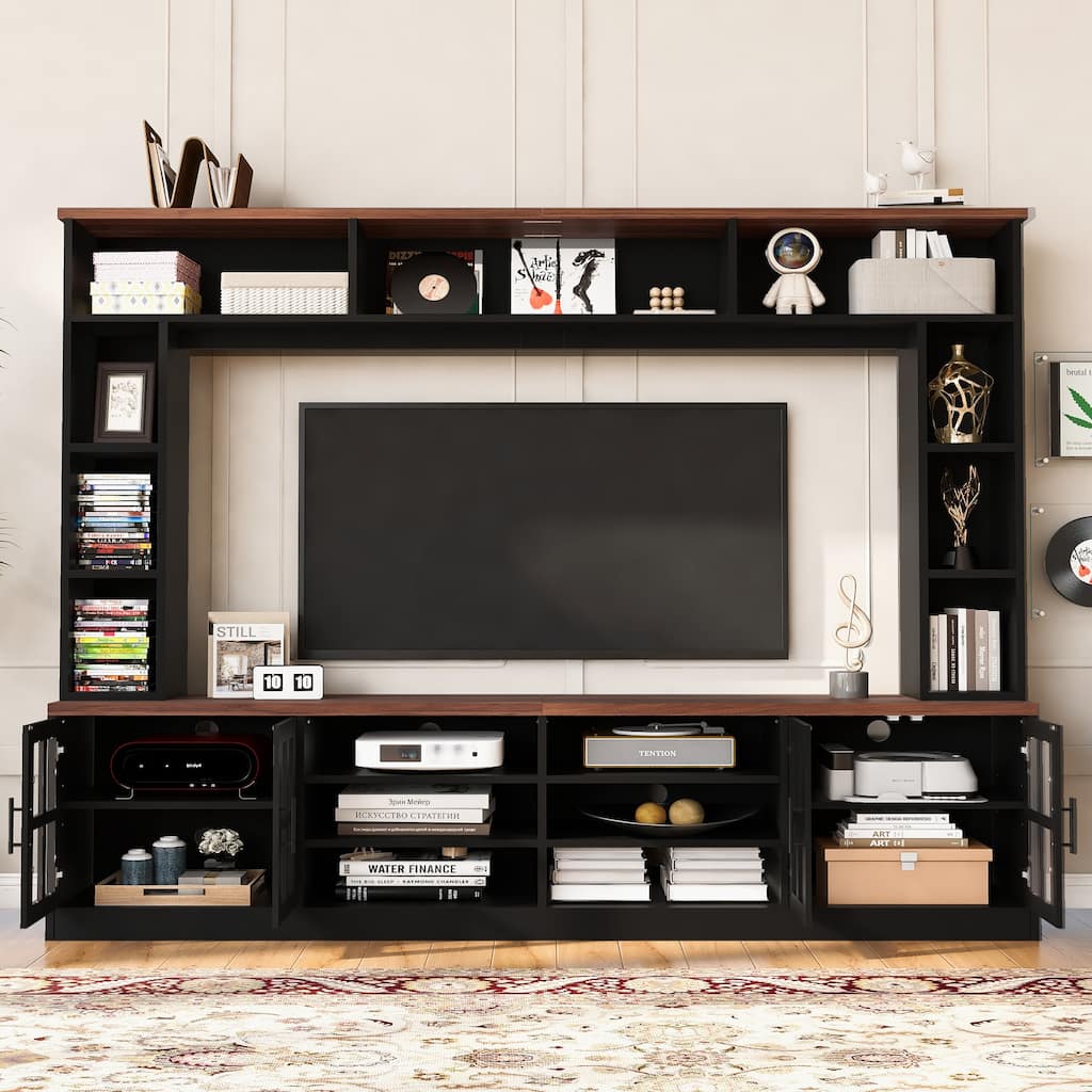 95.5" W Wall Unit Entertainment Center with Bookshelves for TVs up to 80", Modern TV Stand Media Console with Cabinets