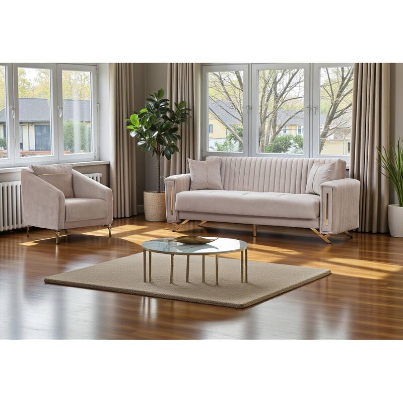 Aerello 2 Pieces Living Room Sets 1 Sofa 1 Chair - Beige