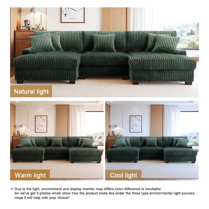 118.4"W Plush Modular Sectional Sofa with Pillows