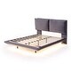 preview thumbnail 5 of 11, Gray Full Size Upholstered Platform Bed with Sensor Light and USB Port