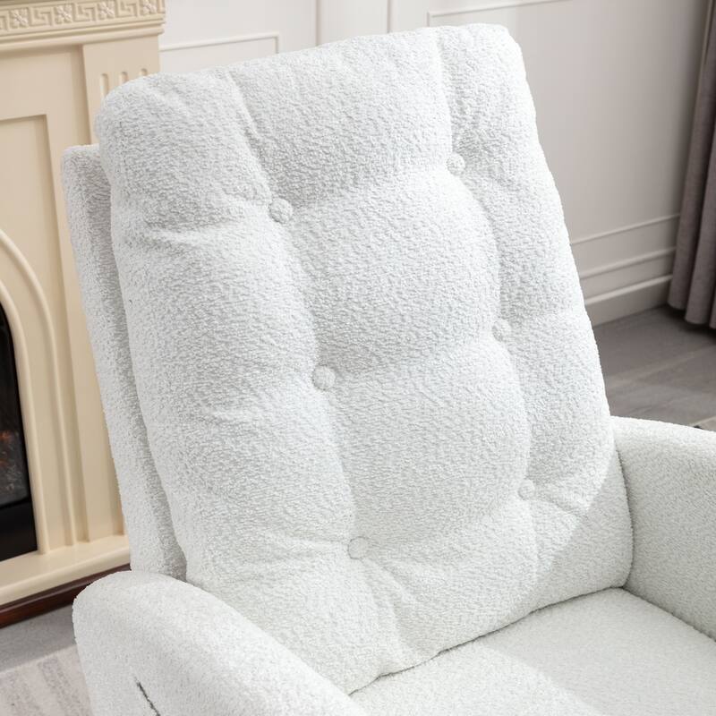 Comfortable Rocking Chair with High Backrest and Armrests, Ideal for Relaxing in Bedroom or Living Room.