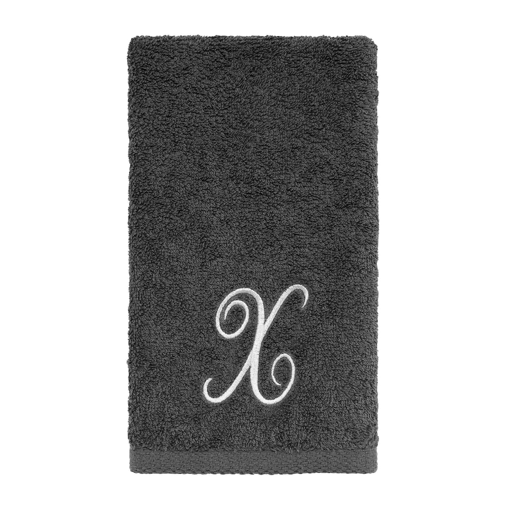 Avanti Linens Granite/Silver Script Monogram Fingertip Towel Letter X - Fingertip Towel