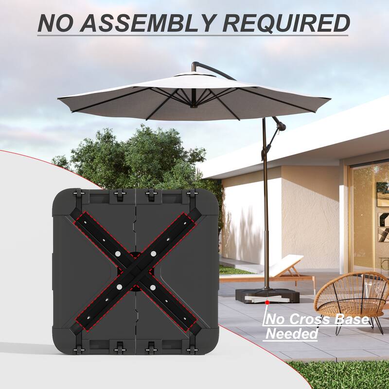 Heavy Duty Offset Umbrella Base with Wheels Patio Cantilever Stand, Fits 4.53" Pole