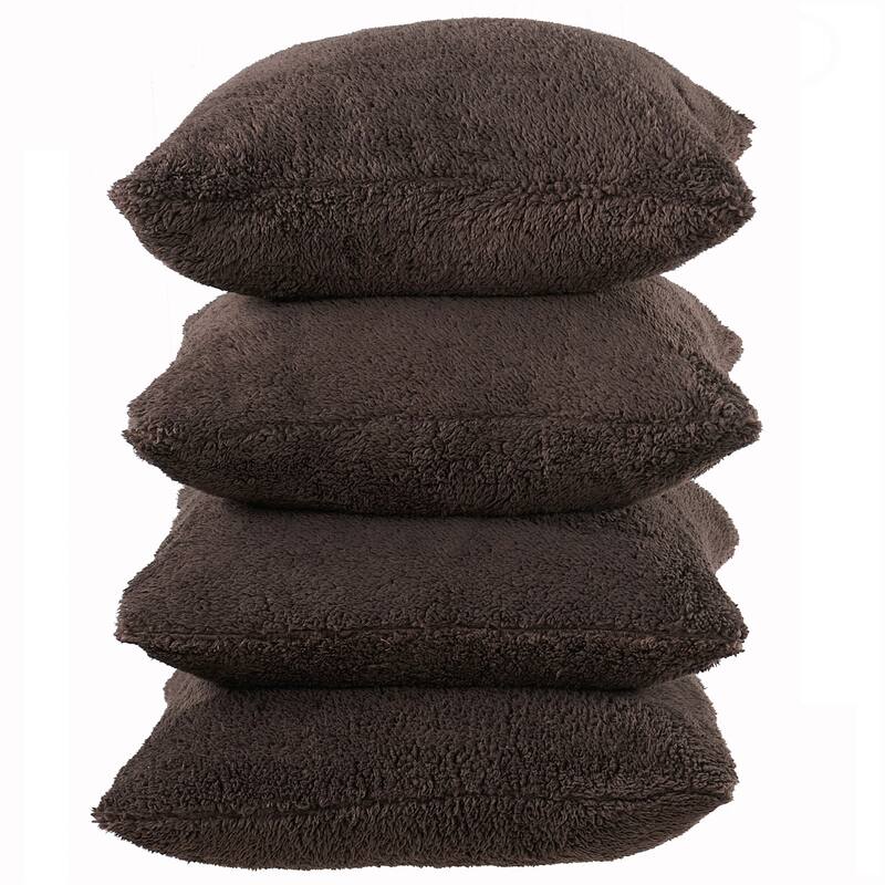 Accent Sherpa Pillow Cover Set of 4 20Inch x 20Inch, NO INSERT