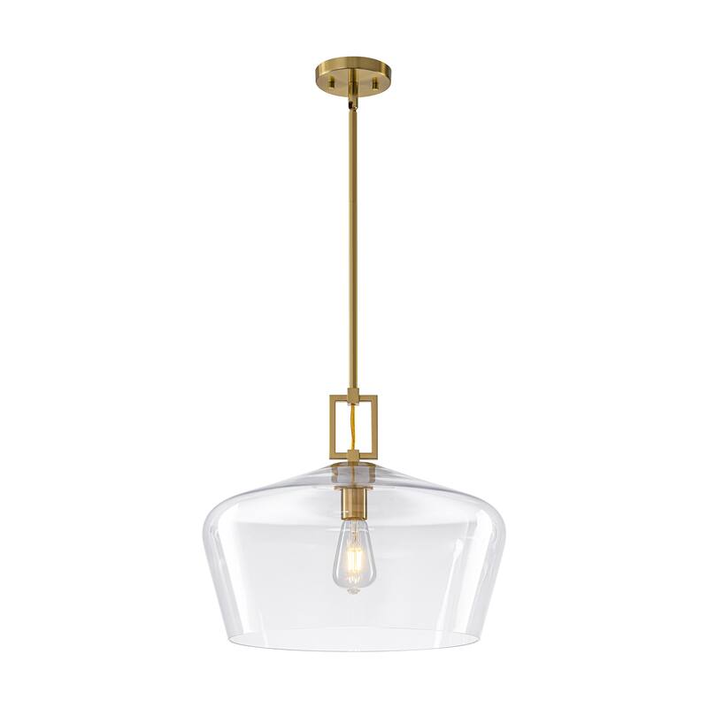 Starskys 1-Light 18in.W Modern Clear Glass Dome Pendant Light