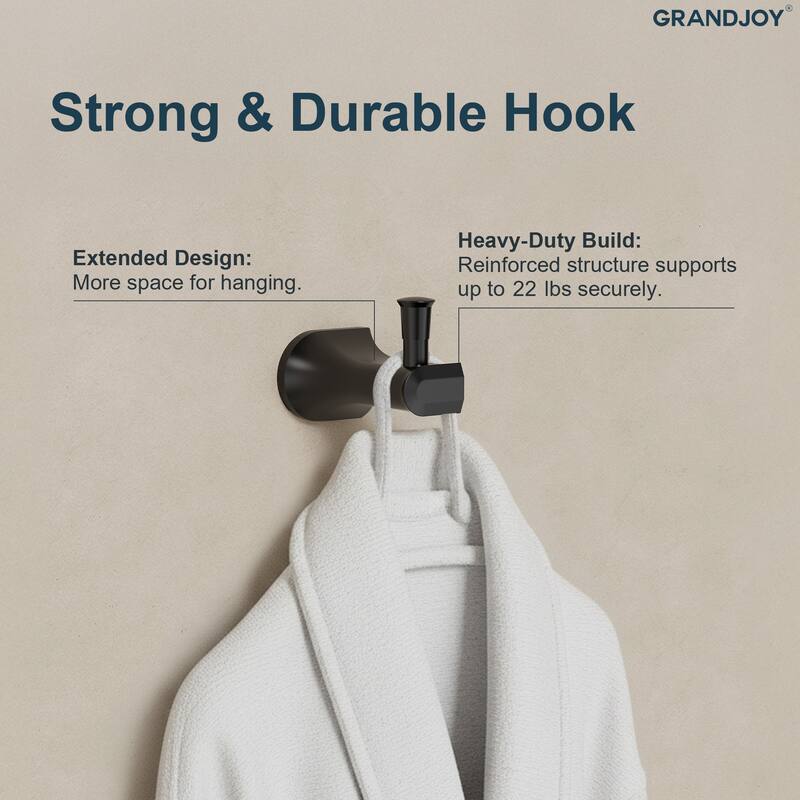 GRANDJOY 4-Piece Stainless Steel Bathroom Hardware Set with Wall Mount Double Towel Bar