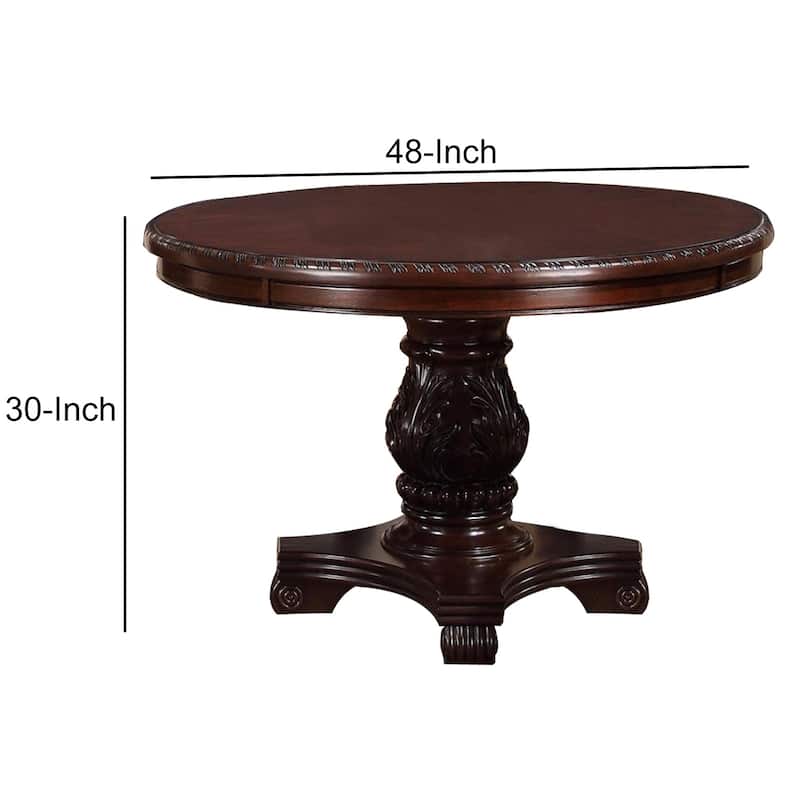 Traditional Style Dark Cherry Brown Round Dining Table